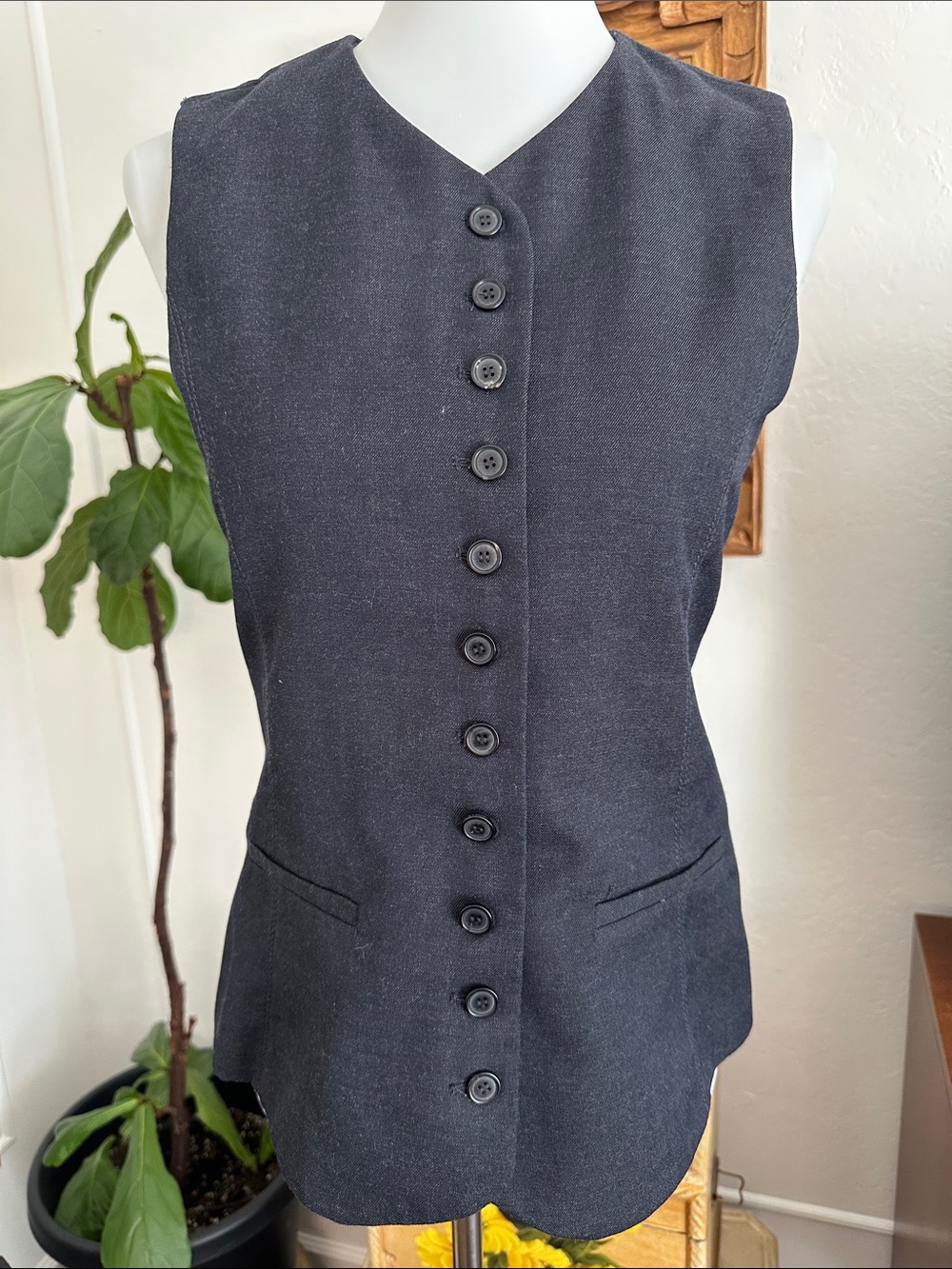 Zara dark gray/navy Sleeveless Button-Front Vest